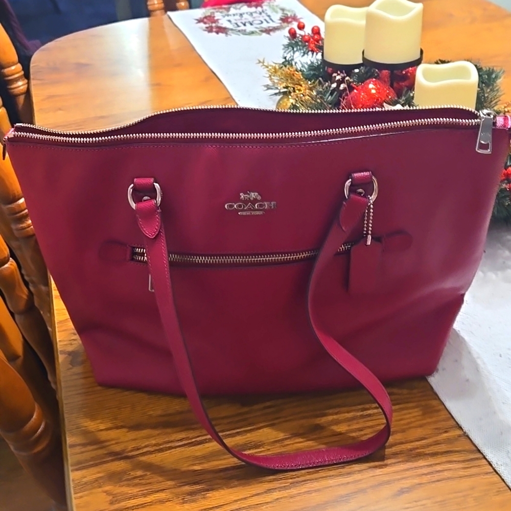 Coach red large handbag